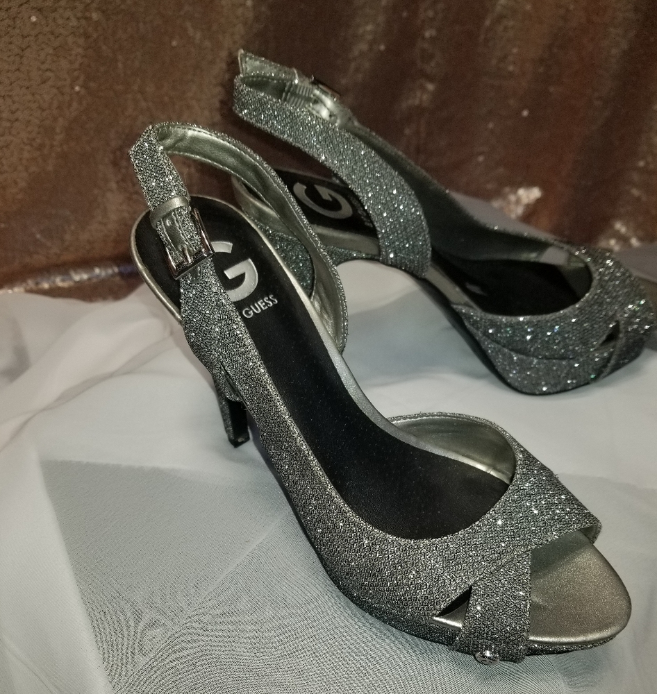 Guess sparking silver heels